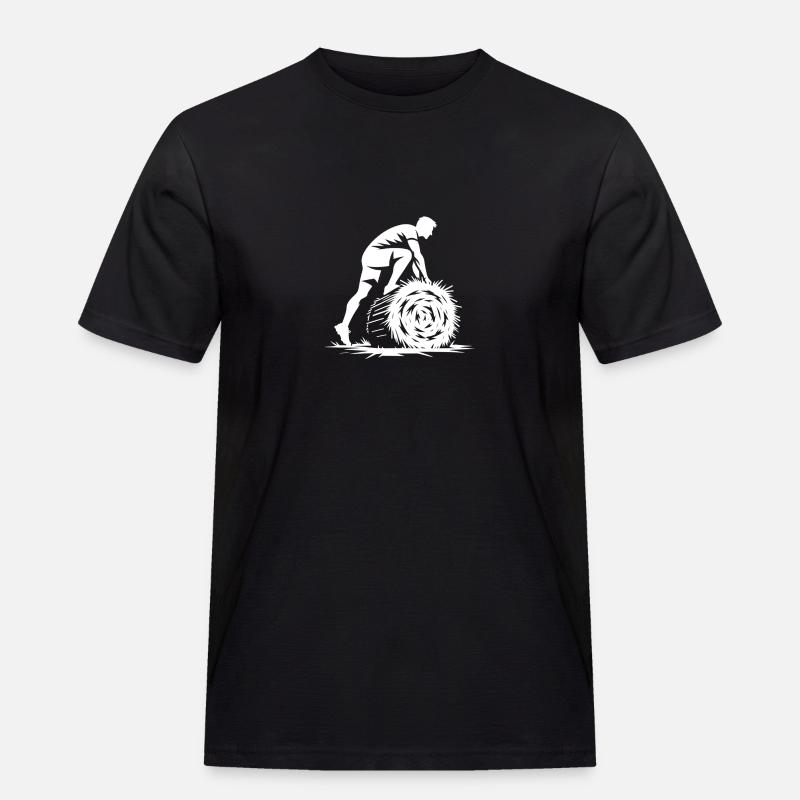 Klettern über den Strohballen - Männer Workwear T-Shirt - Schwarz