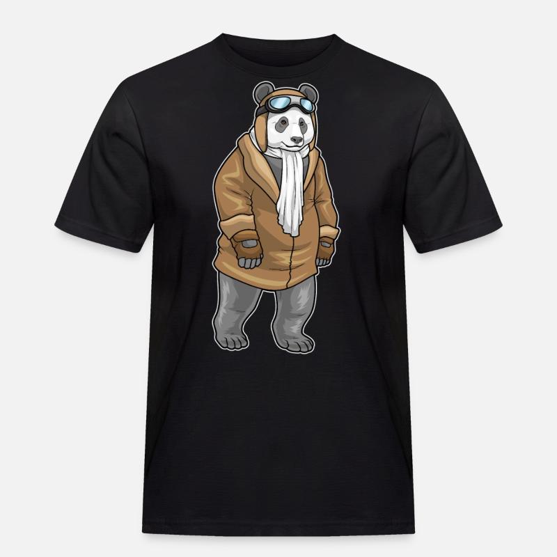 Panda Pilot Cap - Men's Workwear T-Shirt - black