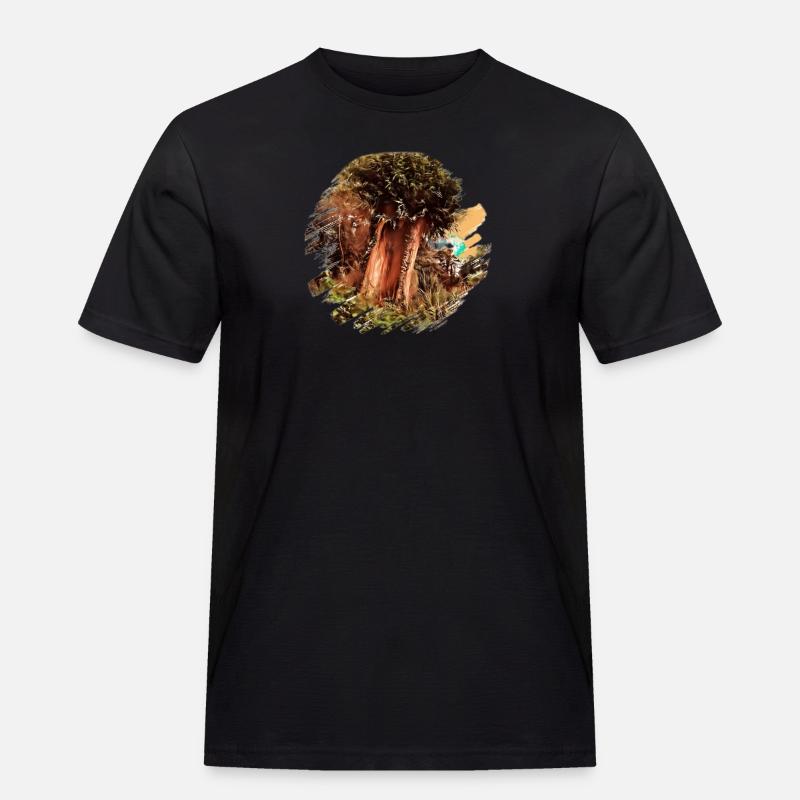 Alter Baum - Männer Workwear T-Shirt - Schwarz
