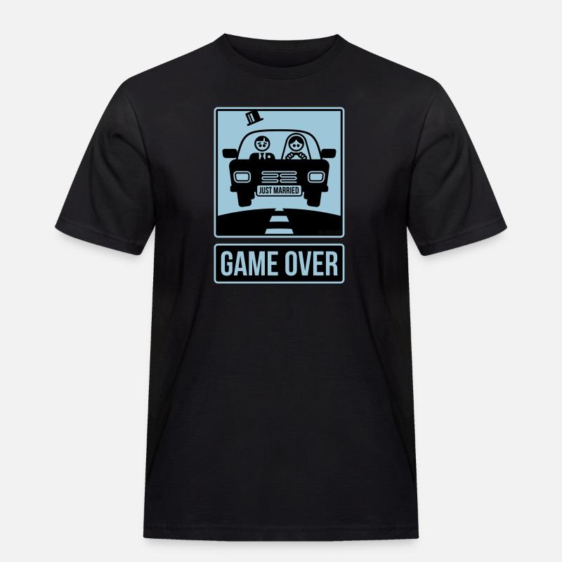 Just Married – Game Over (2C) - Männer Workwear T-Shirt - Schwarz
