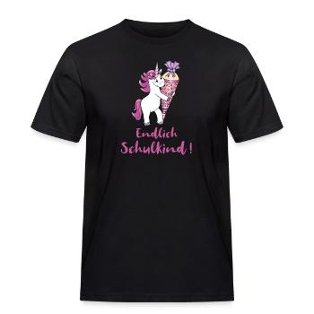 Unicorn with sugar bag School Enrolment Back to school - Men's Workwear T-Shirt - black - Front - AI Model Male 178 light (178cm)