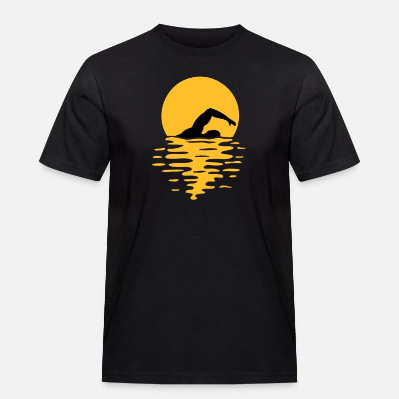 Meer Sonne Schwimmer - Männer Workwear T-Shirt - Schwarz