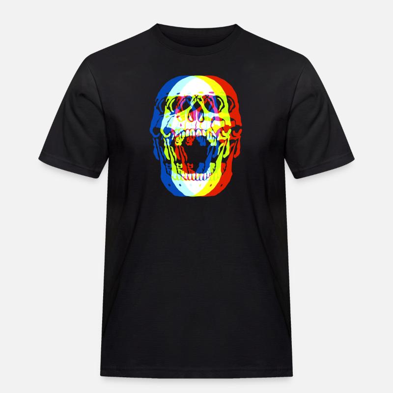 Schädel bunt - Männer Workwear T-Shirt - Schwarz