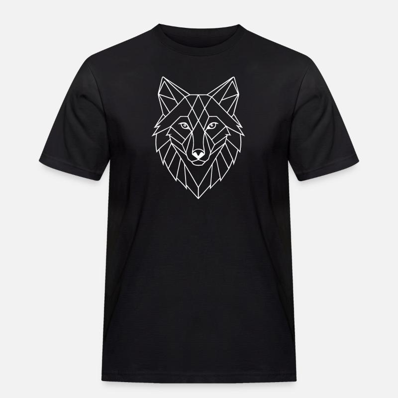 Wolf - Polygon - Männer Workwear T-Shirt - Schwarz