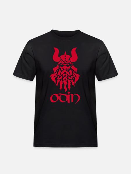 Nordisk Gud Odin (rød) - Herre Workwear T-Shirt - sort