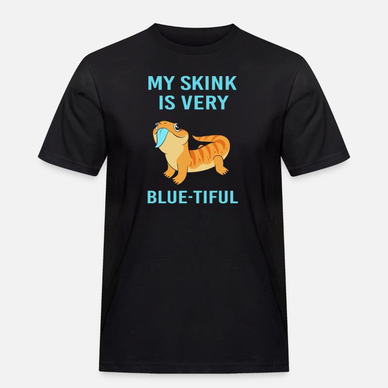 Eidechse Blau Zunge - Männer Workwear T-Shirt - Schwarz