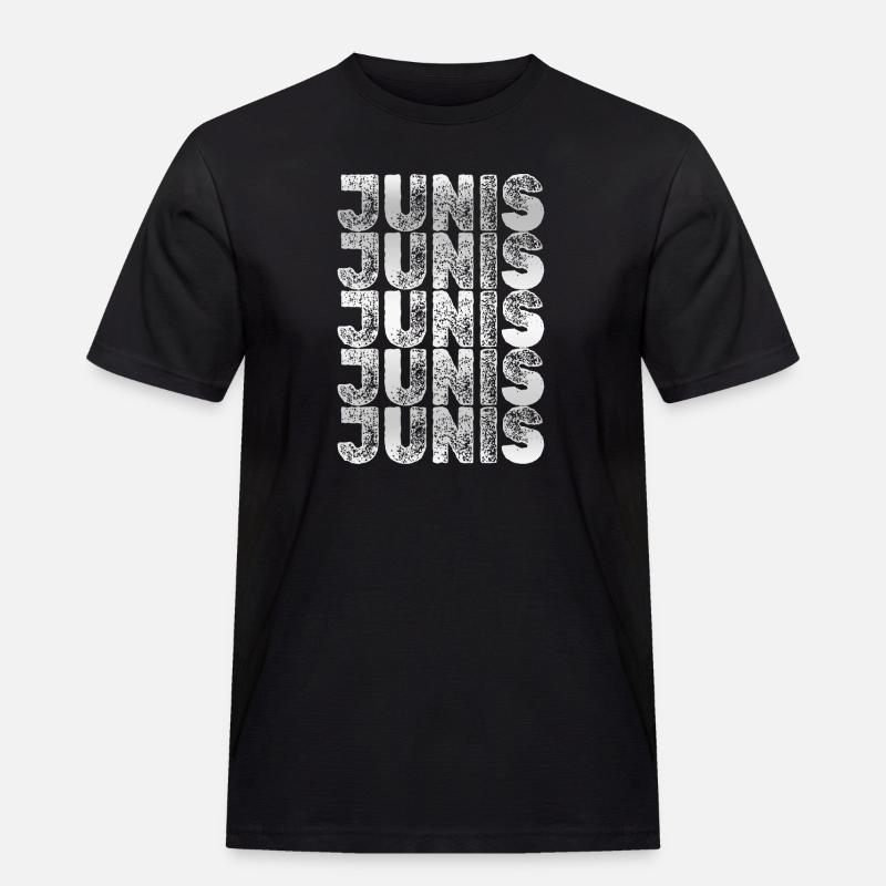 JUNIS Raster Typografie Muster - Männer Workwear T-Shirt - Schwarz