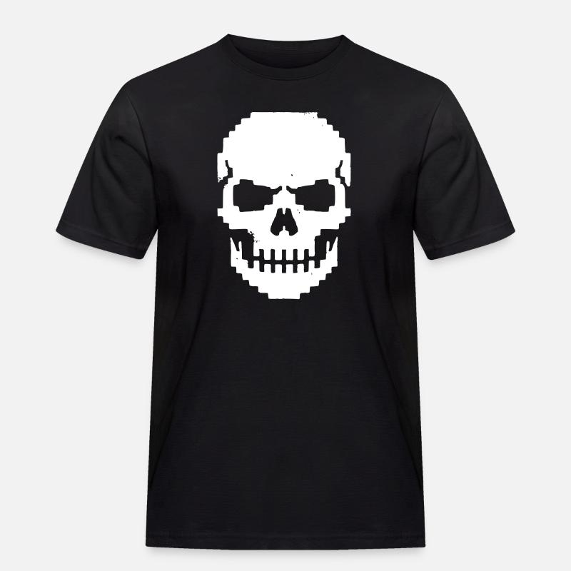 Pixel Schädel Kiefer 8-Bit - Männer Workwear T-Shirt - Schwarz