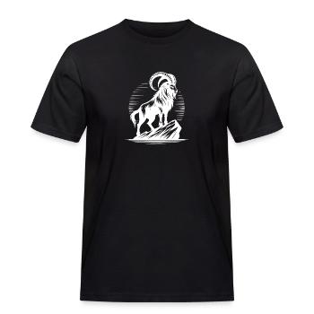 Cooler Steinbock mit gewaltigen Hörnern - Männer Workwear T-Shirt - Schwarz - Vorne - AI Model Male 178 light (178cm)