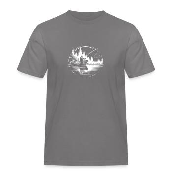 Angler in der Natur - Männer Workwear T-Shirt - Grau - Vorne - AI Model Male 185 dark (185cm)