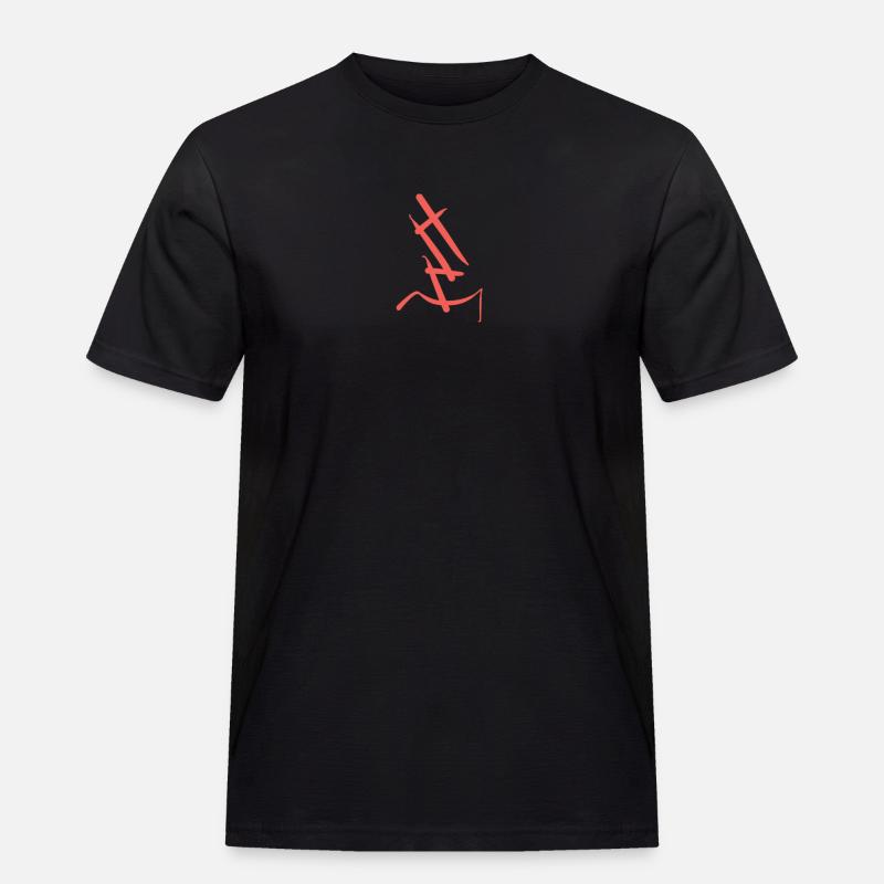 Roter, abstrakter Buchstabe E - Männer Workwear T-Shirt - Schwarz