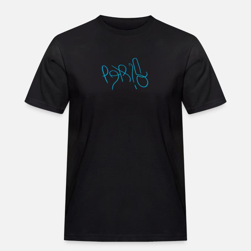 Hellblauer Paris Sticker - Männer Workwear T-Shirt - Schwarz