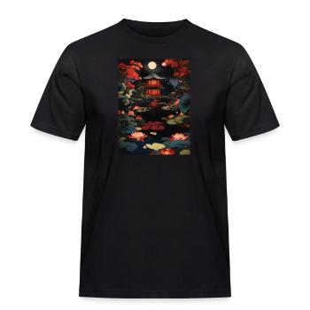 Japanse kunst illustratie schilderij - Mannen Workwear T-shirt - zwart - Voor - AI Model Male 178 light (178cm)