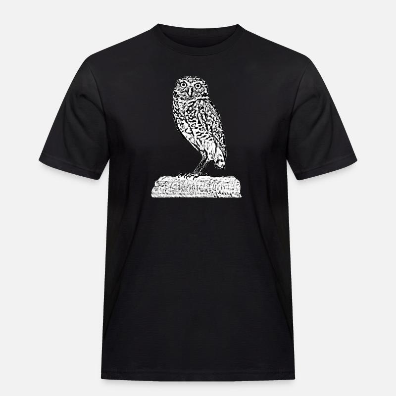 Die Eule - Männer Workwear T-Shirt - Schwarz