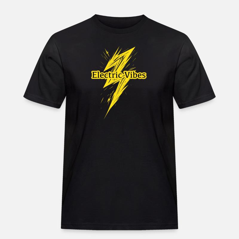 Electric Vibes: Element Blitz-Design - Männer Workwear T-Shirt - Schwarz