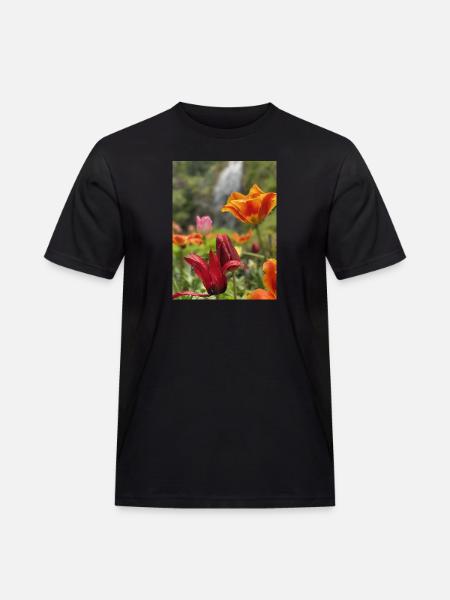 Tulpen bunt - Männer Workwear T-Shirt - Schwarz