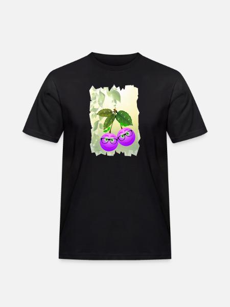 Brillenbeeren - Männer Workwear T-Shirt - Schwarz
