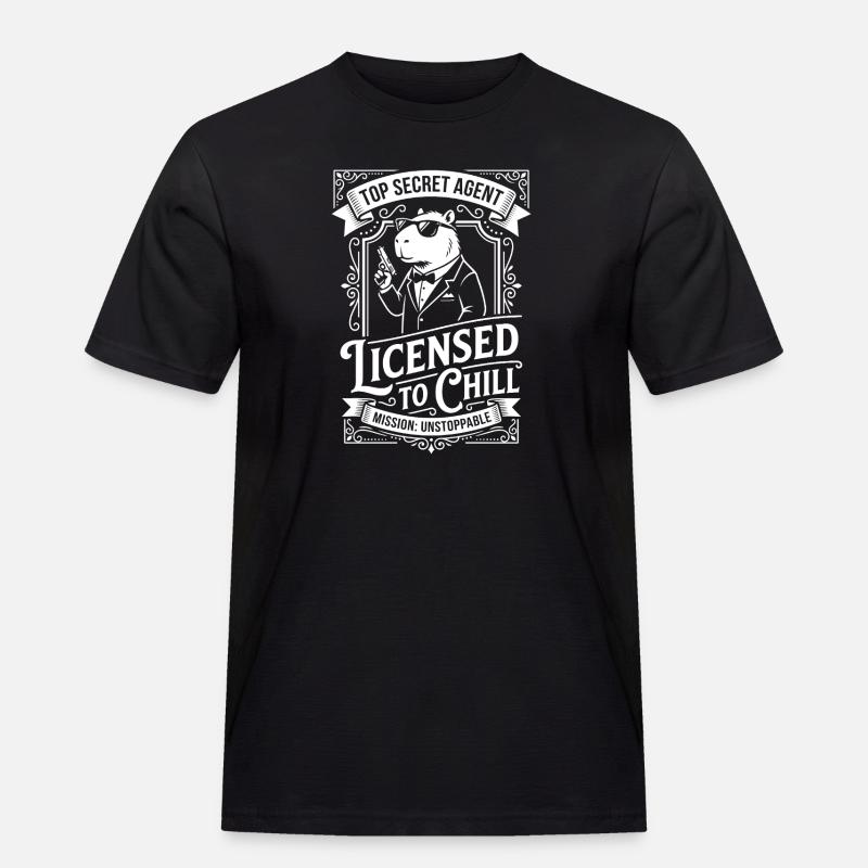 Licensed to Chill - Agentenhumor - Männer Workwear T-Shirt - Schwarz