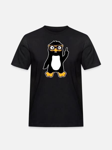 Pingvin Nørd briller Pegefinger selvtilfreds Lus - Herre Workwear T-Shirt - sort