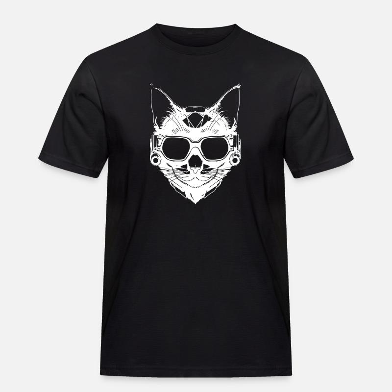 Steampunk Stil Katze - Männer Workwear T-Shirt - Schwarz