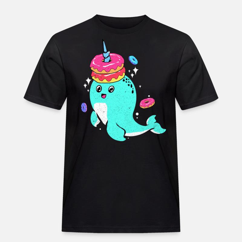Narwal - Männer Workwear T-Shirt - Schwarz
