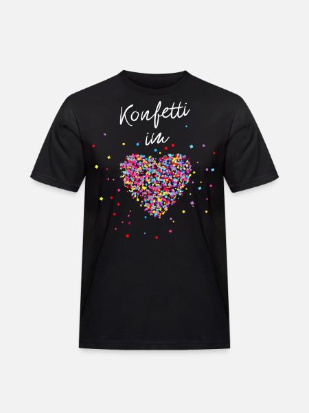 Konfetti im Herzen - Männer Workwear T-Shirt - Schwarz