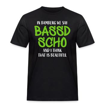 fränkisch fränggisch Dialekt Bassd scho Bamberg - Männer Workwear T-Shirt - Schwarz - Vorne - AI Model Male 178 light (178cm)