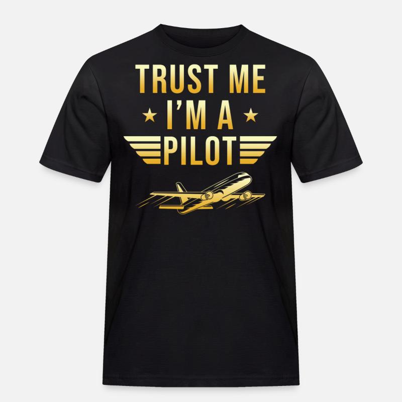 Pilot Geschenk - Männer Workwear T-Shirt - Schwarz