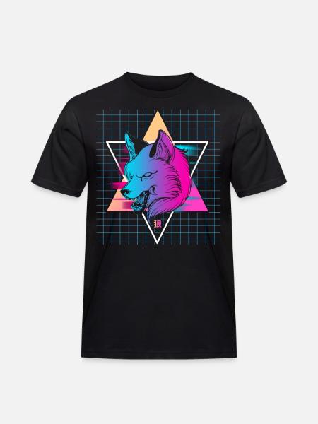 Japon Vaporwave Wolf - T-shirt Workwear homme - noir
