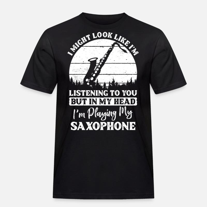 Saxofon - Männer Workwear T-Shirt - Schwarz
