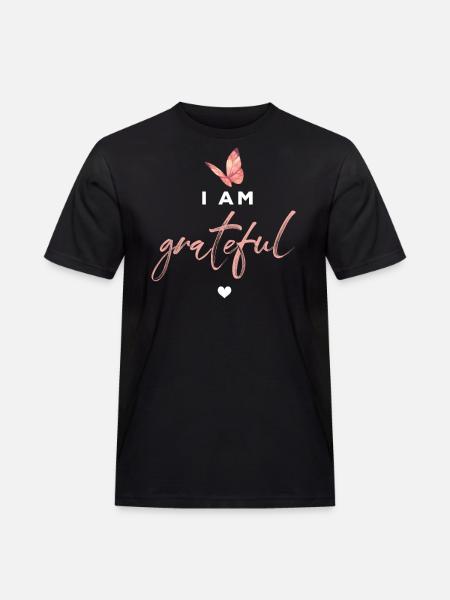 Grateful Butterfly Inspiration Saying - Men's Workwear T-Shirt - black