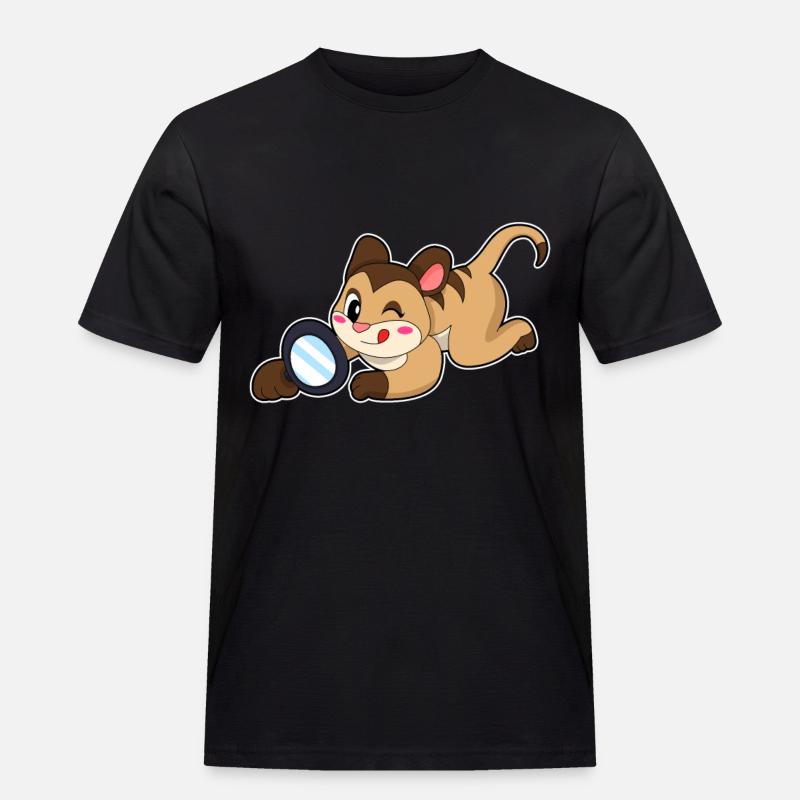 Erdmännchen mit Lupe - Männer Workwear T-Shirt - Schwarz