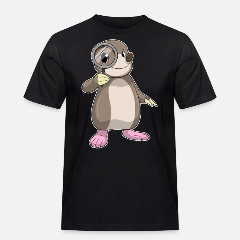 Maulwurf mit Lupe - Männer Workwear T-Shirt - Schwarz