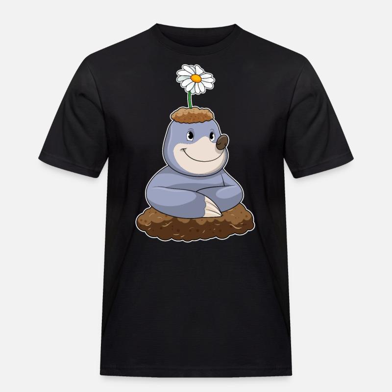 Maulwurf mit Gänseblümchen Blume - Männer Workwear T-Shirt - Schwarz