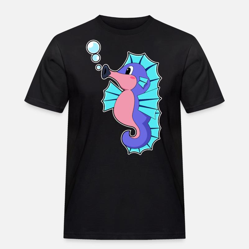 Seepferdchen - Männer Workwear T-Shirt - Schwarz