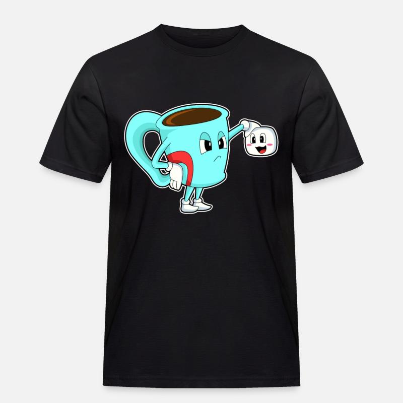 Tasse mit Kaffee - Männer Workwear T-Shirt - Schwarz