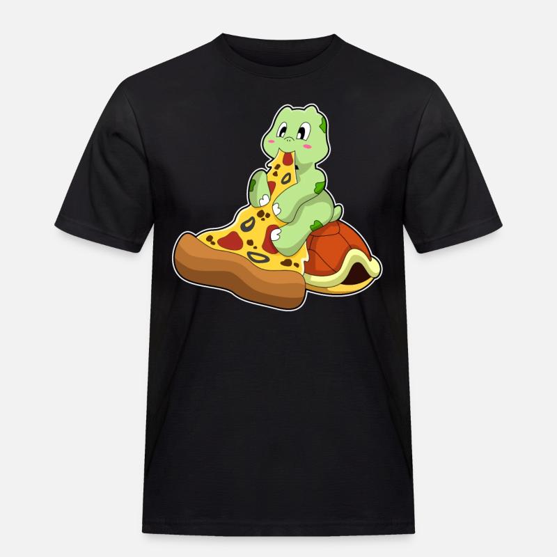 Turtle with pizza - Men's Workwear T-Shirt - black
