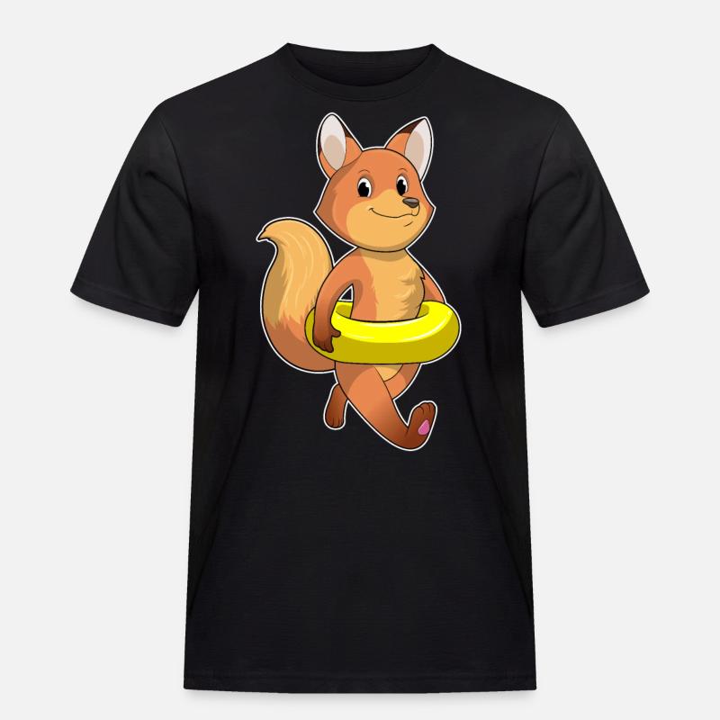 Fuchs mit Rettungsring - Männer Workwear T-Shirt - Schwarz