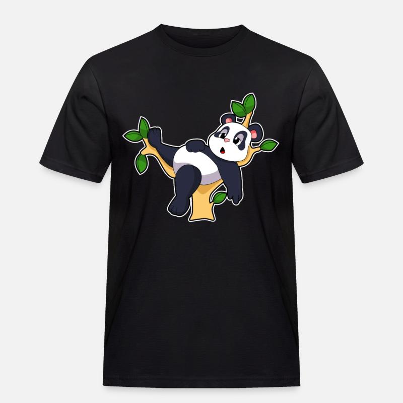 Panda auf Baum - Männer Workwear T-Shirt - Schwarz