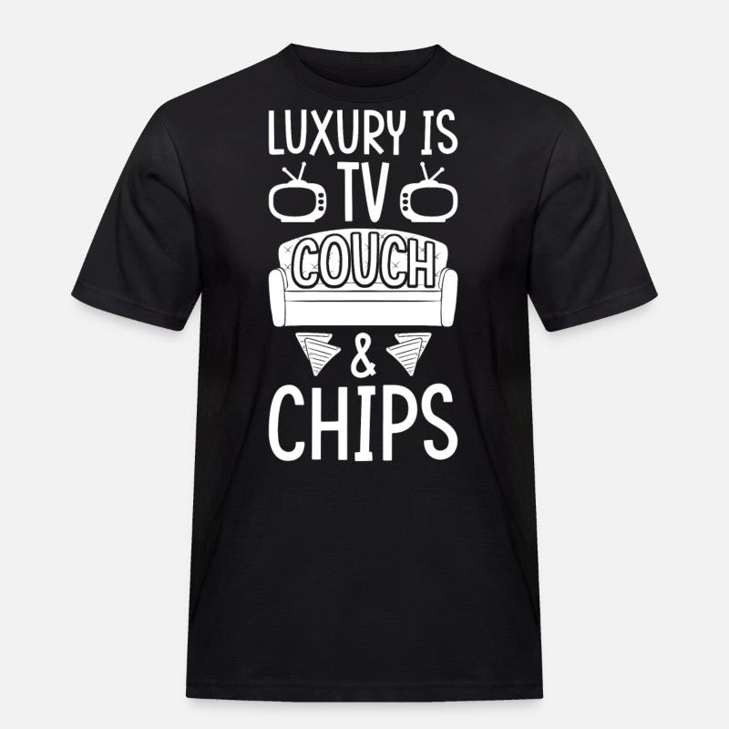 TV Sofa Chips - Männer Workwear T-Shirt - Schwarz
