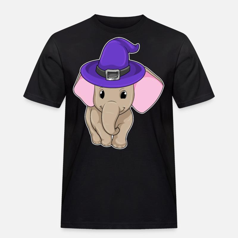 Elefant als Zauberer - Männer Workwear T-Shirt - Schwarz