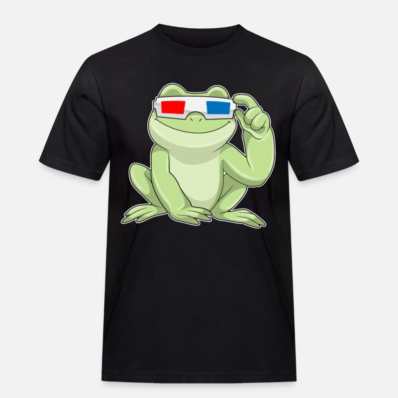 Frosch mit Brille - Männer Workwear T-Shirt - Schwarz
