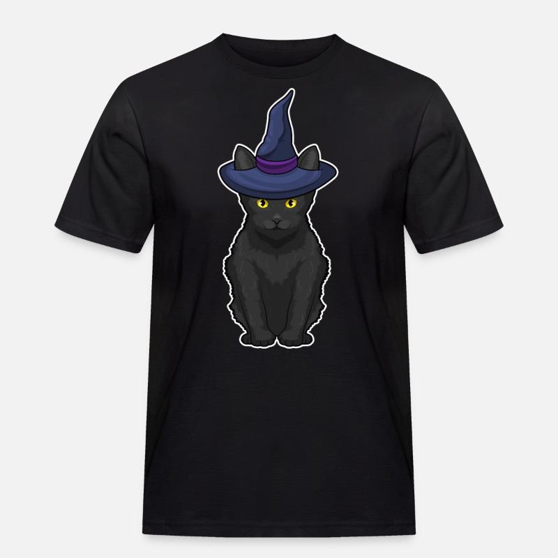 Katze Hexe - Männer Workwear T-Shirt - Schwarz