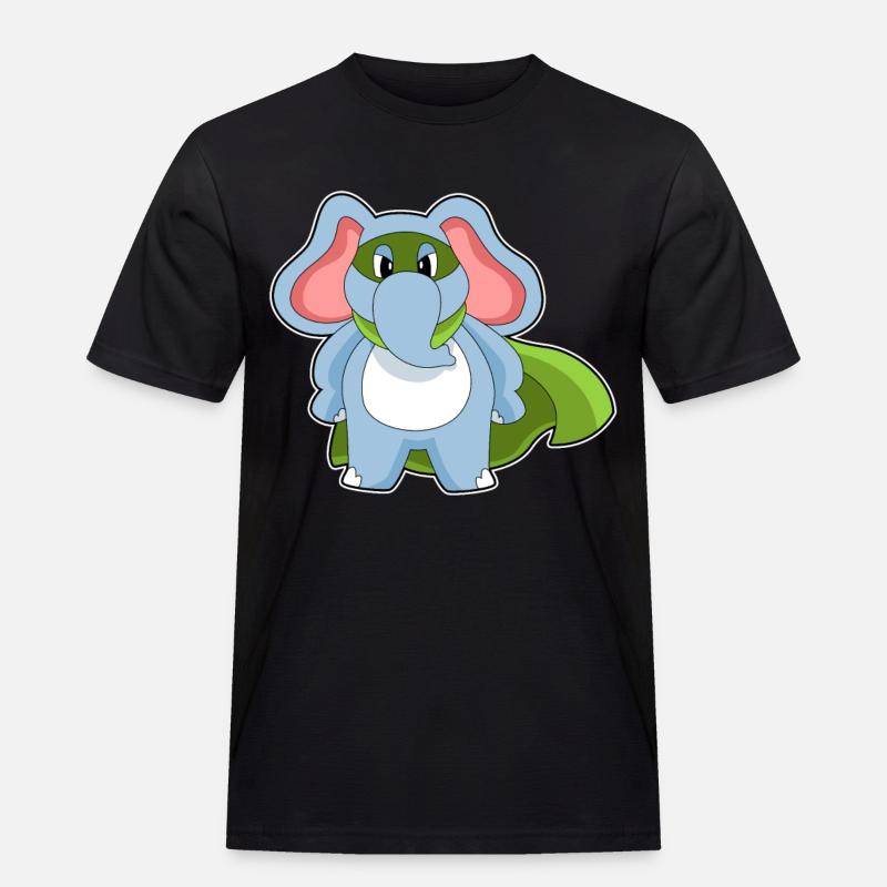 Elefant Held - Männer Workwear T-Shirt - Schwarz