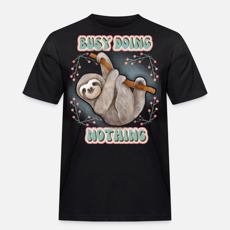 Faultier, Sloth, lustiger Spruch Doing-Nothing - Männer Workwear T-Shirt - Schwarz