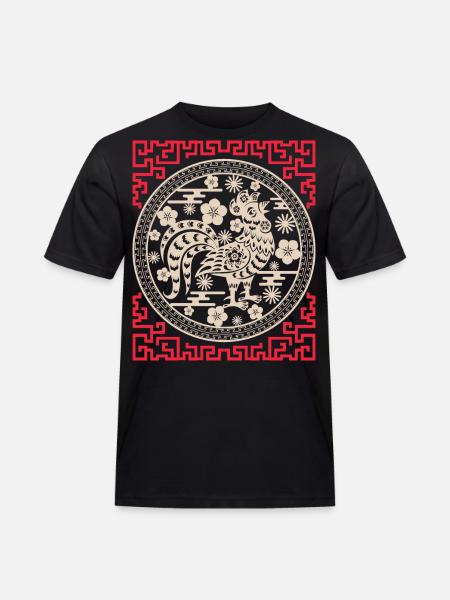Kinesiskt horoskop Kina år av tuppen - Arbets-T-shirt herr - svart