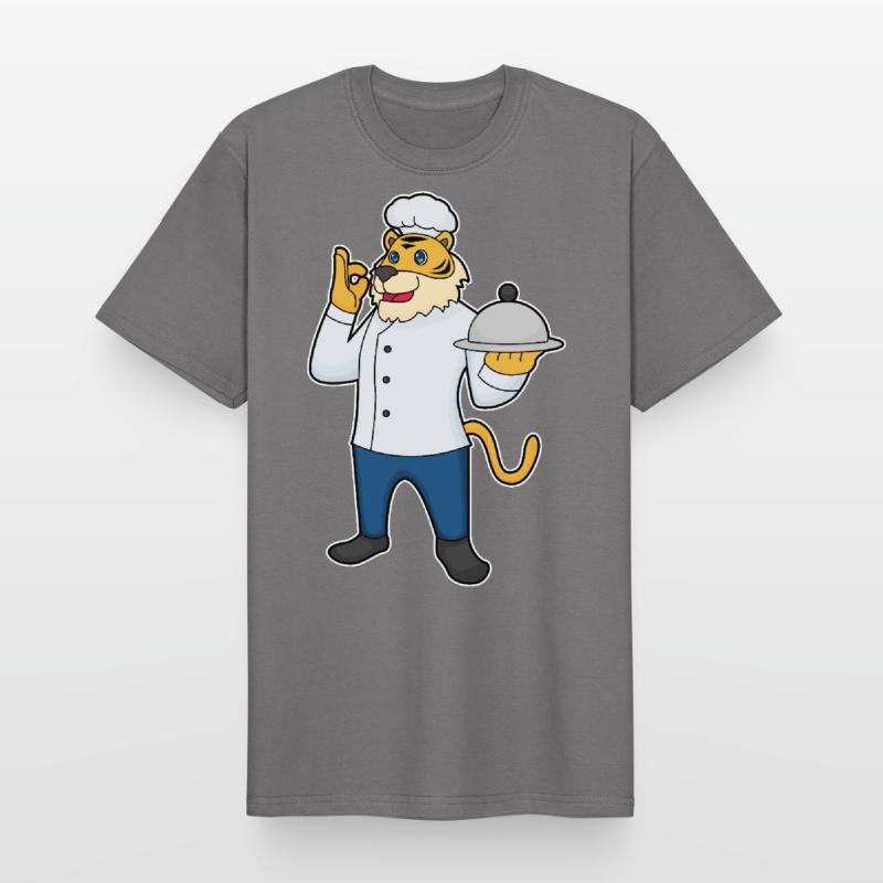 Tiger Chef's Hat Serving Platter Men's Workwear T-Shirt