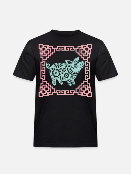 Grisens år, kinesiskt horoskop Kina - Arbets-T-shirt herr - svart