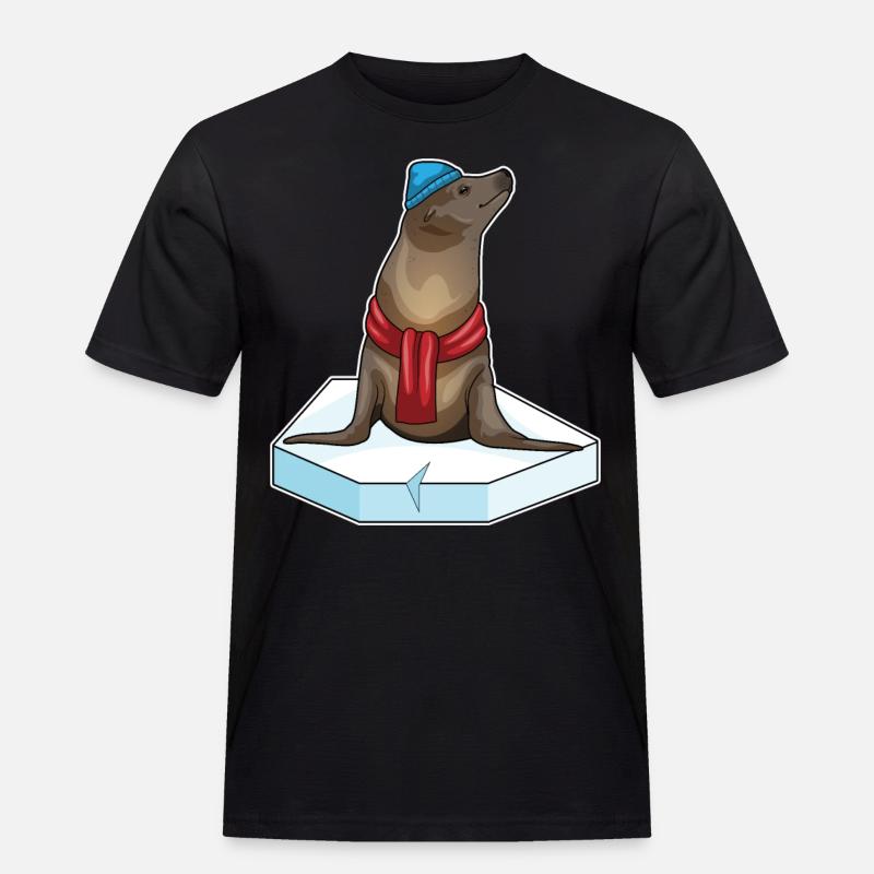 Seehund Eisscholle - Männer Workwear T-Shirt - Schwarz