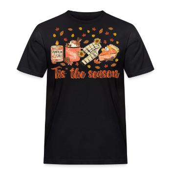 Es ist die Jahreszeit niedlich bunte Herbstblätter Herbst - Männer Workwear T-Shirt - Schwarz - Vorne - AI Model Male 178 light (178cm)